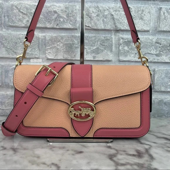Coach Georgie Shoulder Bag Crossbody In Colorblock Faded Blush Taffy